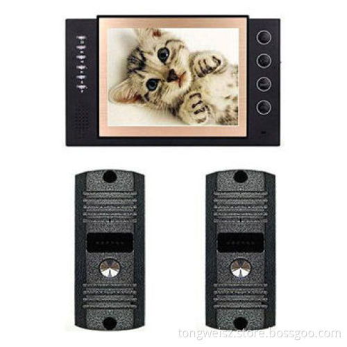 8" wired audio door phone, 4 monitors, recording function, unlimited surveillance
